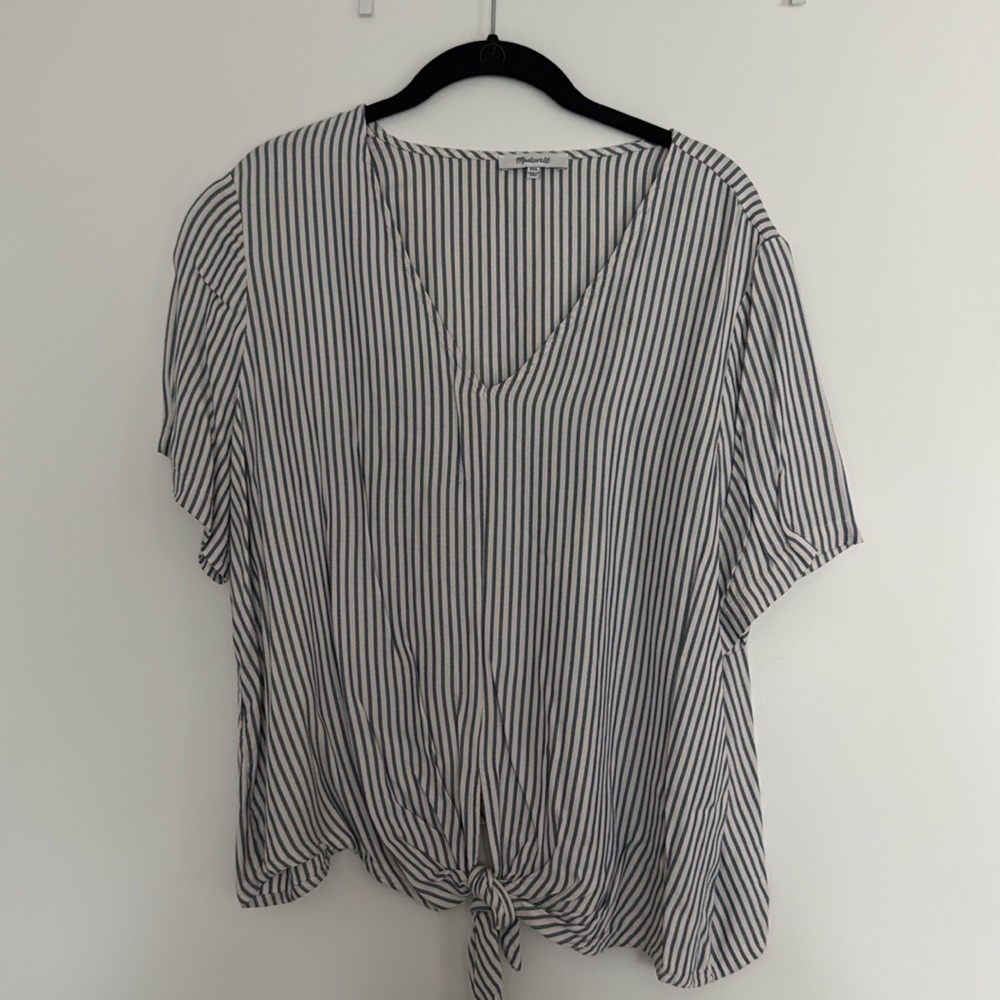Madewell knotted drapey striped top